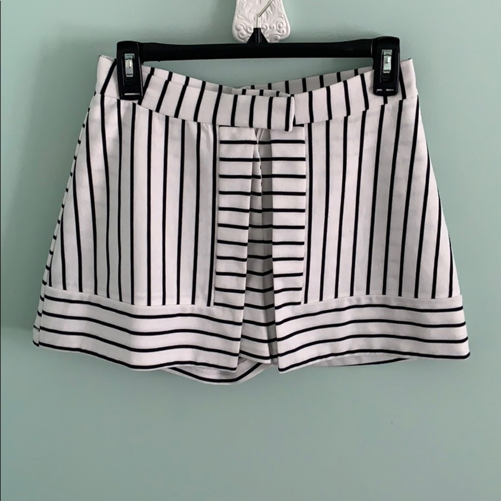 white and blue striped skort